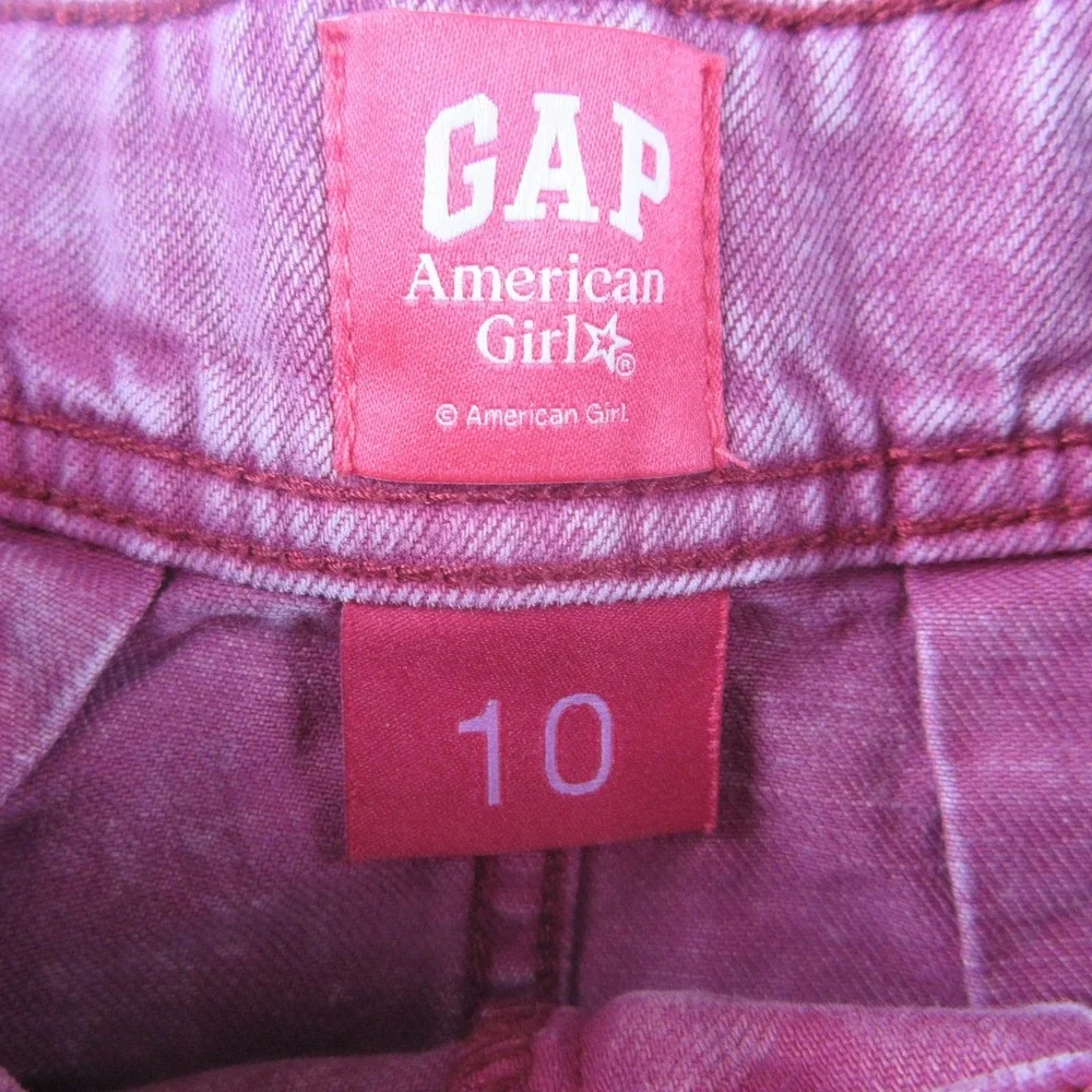Gap American Girl Skirt Girls 10 Pink Denim Pleated Adjustable‎ Snap Waist